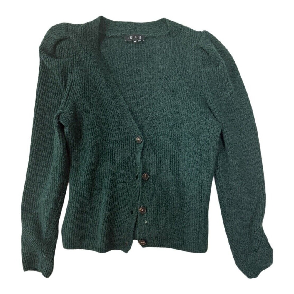 1.State Cardigan women's XS green Button Front‎ Knit Sweater
